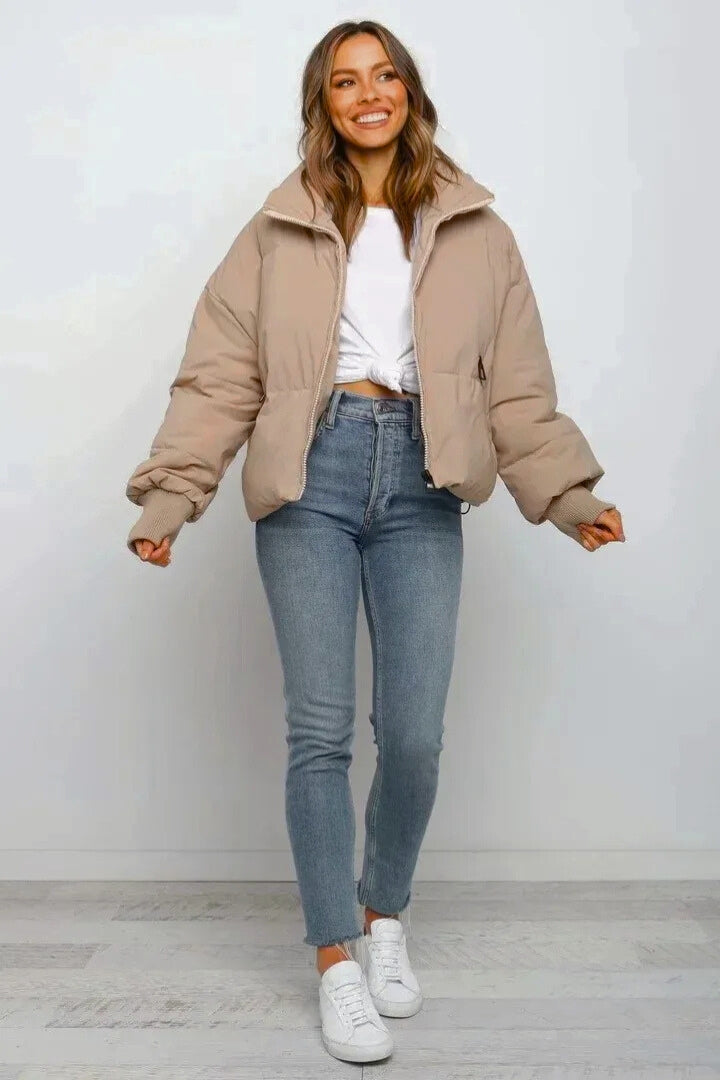 Marnie | Women Cropped Quilted Zip Puffer Jacket